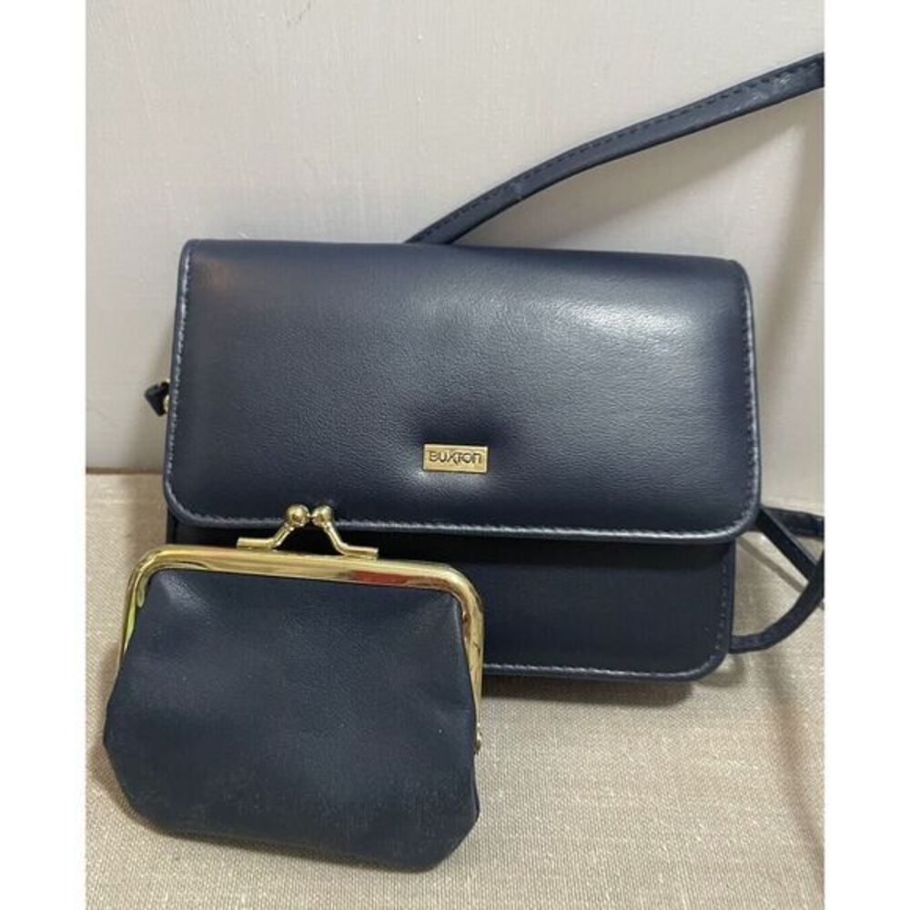 Buxton Crossbody Purse Convertible to Belt Wallet Clutch Navy change purse, Key